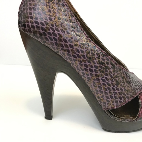 Steven by Steve Madden Snake Skin Peep Toe Heels - Picture 6 of 8